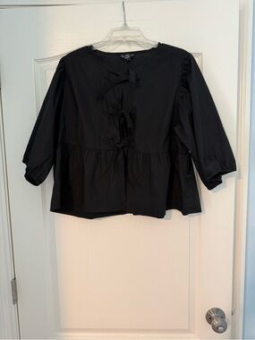 Velvet Heart Black Tie-Front Blouse